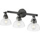 None 3 Light 23 inch Matte Black Bathroom Vanity Light Wall Light
